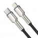 Baseus Cafule Metal Series USB-C to Lightning Cable PD 20W (CATLJK-A01) - USB-C към Lightning кабел за Apple устройства с Lightning порт (100 см) (черен) 2