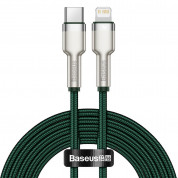 Baseus Cafule Metal Series USB-C to Lightning Cable PD 20W (CATLJK-B06) - USB-C към Lightning кабел за Apple устройства с Lightning порт (200 см) (зелен)