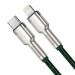 Baseus Cafule Metal Series USB-C to Lightning Cable PD 20W (CATLJK-B06) - USB-C към Lightning кабел за Apple устройства с Lightning порт (200 см) (зелен) 2