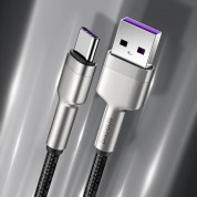 Baseus Cafule Metal Series USB-A to USB-C Cable 40W (CATJK-01) - здрав кабел с въжена оплетка за устройства с USB-C порт (25 см) (черен-златист)  8