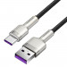 Baseus Cafule Metal Series USB-A to USB-C Cable 40W (CATJK-B01) - здрав кабел с въжена оплетка за устройства с USB-C порт (200 см) (черен-златист)  2