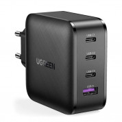 Ugreen GaN Fast Wall Charger PPS 65W - захранване за ел. мрежа за лаптопи, смартфони и таблети с USB и 3xUSB-C изходи с технология за бързо зареждане (черен)