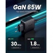 Ugreen GaN Fast Wall Charger 65W USB-C - захранване за ел. мрежа за лаптопи, смартфони и таблети с USB-C изход с технология за бързо зареждане (черен) 2