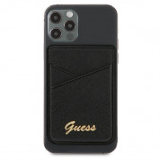 Guess Saffiano Magnetic Wallet - кожен портфейл (джоб) за прикрепяне към iPhone с MagSafe (черен) 1