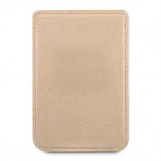 Guess Saffiano Magnetic Wallet - кожен портфейл (джоб) за прикрепяне към iPhone с MagSafe (златист) 2
