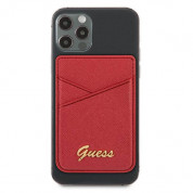 Guess Saffiano Magnetic Wallet - кожен портфейл (джоб) за прикрепяне към iPhone с MagSafe (червен) 1