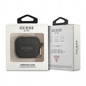Guess AirPods 3 Silicone Glitter Case - силиконов калъф с карабинер за Apple Airpods 3 (черен) 2