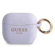 Guess AirPods 3 Silicone Glitter Case - силиконов калъф с карабинер за Apple Airpods 3 (лилав)