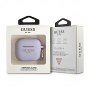 Guess AirPods 3 Silicone Glitter Case - силиконов калъф с карабинер за Apple Airpods 3 (лилав) 2