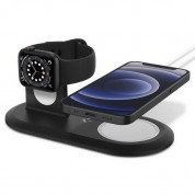 Spigen MagFit Duo for MagSafe & Apple Watch Charger - силиконова поставка за зареждане на iPhone и Apple Watch чрез поставяне на Apple MagSafe Charger и Apple Watch кабел (черен)