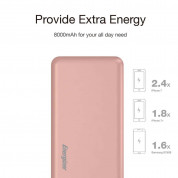Energizer HighTech Power Bank 8000 mAh - преносима външна батерия с 2xUSB-A изходи за зареждане на мобилни устройства (розово злато) 6