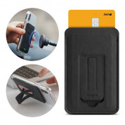 Ringke Wallet Mini Card Holder with Metal Plate and Stand Function - поставка с джоб за документи и карти, прикрепяща се към всяко мобилно устройство (черен) 1