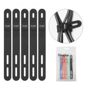Ringke Set 5 x Silicone Strap Cable Organizer - пет броя силиконови органайзери за кабели (черен)