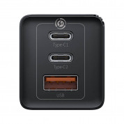 Baseus GaN 2 Pro Charger 65W (CCGAN2P-B01) - захранване за ел. мрежа за лаптопи, смартфони и таблети с USB-A и 2xUSB-C изходи с технология за бързо зареждане (черен) 5