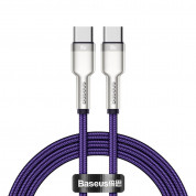 Baseus Cafule Metal Series USB-C to USB-C Cable 100W (CATJK-C05) - здрав кабел с въжена оплетка за устройства с USB-C порт (100 см) (лилав)
