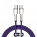 Baseus Cafule Metal Series USB-C to USB-C Cable 100W (CATJK-C05) - здрав кабел с въжена оплетка за устройства с USB-C порт (100 см) (лилав) 1