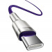 Baseus Cafule Metal Series USB-C to USB-C Cable 100W (CATJK-C05) - здрав кабел с въжена оплетка за устройства с USB-C порт (100 см) (лилав) 4