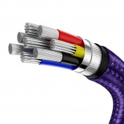Baseus Cafule Metal Series USB-C to USB-C Cable 100W (CATJK-C05) - здрав кабел с въжена оплетка за устройства с USB-C порт (100 см) (лилав) 4