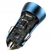 Baseus Golden Contactor Pro Quick Car Charger 40W (CCJD-03) - зарядно за кола с USB-A и USB-C изходи с технология за бързо зареждане (син) 4