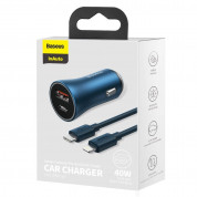 Baseus Golden Contactor Pro Quick Car Charger 40W (TZCCJD-03) - зарядно за кола с USB-A и USB-C изходи с технология за бързо зареждане и USB-C към Lightning кабел (син) 15