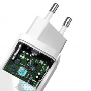 Baseus GaN 2 Lite Charger 65W (CCGAN2L-E02) - захранване за ел. мрежа за лаптопи, смартфони и таблети с 2xUSB-C изхода и с технология за бързо зареждане (бял) 4