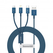 Baseus Superior 3-in-1 USB Cable with micro USB, Lightning and USB-C connectors (CAMLTYS-03) (150 cm) (blue)