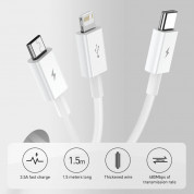 Baseus Superior 3-in-1 USB Cable (CAMLTYS-03) - универсален USB кабел с Lightning, microUSB и USB-C конектори (150 см) (син) 8