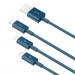 Baseus Superior 3-in-1 USB Cable (CAMLTYS-03) - универсален USB кабел с Lightning, microUSB и USB-C конектори (150 см) (син) 4