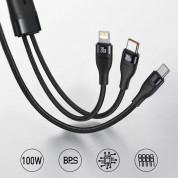 Baseus Flash Series 2in1 100W Fast Charging USB-C to Lightning and USB-C Cable (CA1T2-F01) - здрав USB-C кабел с бързо зареждане за устройства с Lightning и USB-C порт (120 см) (черен) 9