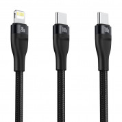Baseus Flash Series 2in1 100W Fast Charging USB-C to Lightning and USB-C Cable (CA1T2-F01) - здрав USB-C кабел с бързо зареждане за устройства с Lightning и USB-C порт (120 см) (черен) 5