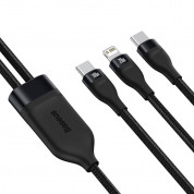 Baseus Flash Series 2in1 100W Fast Charging USB-C to Lightning and USB-C Cable (CA1T2-F01) - здрав USB-C кабел с бързо зареждане за устройства с Lightning и USB-C порт (120 см) (черен) 1
