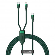 Baseus Flash Series 2in1 100W Fast Charging USB-C to Lightning and USB-C Cable (CA1T2-F06) - здрав USB-C кабел с бързо зареждане за устройства с Lightning и USB-C порт (120 см) (зелен)