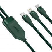 Baseus Flash Series 2in1 100W Fast Charging USB-C to Lightning and USB-C Cable (CA1T2-F06) - здрав USB-C кабел с бързо зареждане за устройства с Lightning и USB-C порт (120 см) (зелен) 1