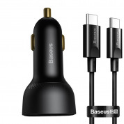 Baseus Superme Digital Display Dual Quick Car Charger 100W incl.100 W USB-C to USB-C Cable (TZCCZX-01) (black)