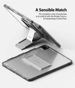 Ringke Fusion Combo Case - удароустойчив хибриден кейс и сгъваема поставка за iPad Pro 12.9 M1 (2021) (тъмносив) 2