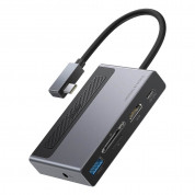 Baseus USB-C Magic Series 6-in-1 Hub (CAHUB-DA0G) - мултифункционален хъб за свързване на допълнителна периферия за устройства с USB-C (тъмносив)