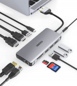 Choetech 12-in-1 USB-C Dual Multimedia Adapter - мултифункционален хъб за свързване на допълнителна периферия за MacBook (тъмносив) 1