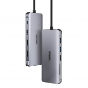 Choetech 12-in-1 USB-C Dual Multimedia Adapter - мултифункционален хъб за свързване на допълнителна периферия за MacBook (тъмносив) 3