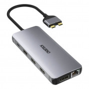 Choetech 12-in-1 USB-C Dual Multimedia Adapter - мултифункционален хъб за свързване на допълнителна периферия за MacBook (тъмносив)
