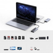 Choetech 12-in-1 USB-C Dual Multimedia Adapter - мултифункционален хъб за свързване на допълнителна периферия за MacBook (тъмносив) 6
