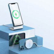Choetech Magnetic Wireless Charger and Portable Desk Stand 15W - алуминиева поставка за бюро и поставка (пад) за безжично зареждане за iPhone с Magsafe (сребрист) 3
