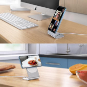 Choetech Magnetic Wireless Charger and Portable Desk Stand 15W - алуминиева поставка за бюро и поставка (пад) за безжично зареждане за iPhone с Magsafe (сребрист) 5