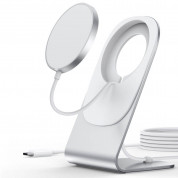 Choetech Magnetic Wireless Charger and Portable Desk Stand 15W - алуминиева поставка за бюро и поставка (пад) за безжично зареждане за iPhone с Magsafe (сребрист)