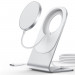 Choetech Magnetic Wireless Charger and Portable Desk Stand 15W - алуминиева поставка за бюро и поставка (пад) за безжично зареждане за iPhone с Magsafe (сребрист) 1