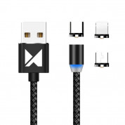 Wozinsky Magnetic Cable - кабел с магнитен накрайник с USB-C, MicroUSB и Lightning конектори (черен) 1