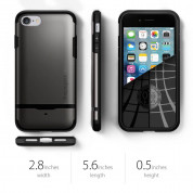 Spigen Flip Armor Case - хибриден кейс с отделение за кр. карти и най-висока степен на защита за iPhone SE (2022), iPhone SE (2020), iPhone 8, iPhone 7 (тъмносив) 13
