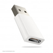Mako USB-C to USB Cable Adapter - адаптер от USB мъжко към USB-C женско за мобилни устройства с USB-C порт (бял)