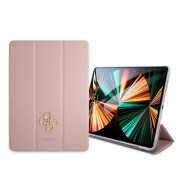 Guess Saffiano Folio Cover - дизайнерски кожен кейс и поставка за iPad Pro 12.9 M1 (2021) (розов)