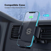 TechRise Wireless Car Charger 10W & Air Vent Holder - поставка за радиатора на кола с безжично зареждане за Qi съвместими смартфони (черен) 3