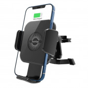 TechRise Wireless Car Charger 10W & Air Vent Holder - поставка за радиатора на кола с безжично зареждане за Qi съвместими смартфони (черен)